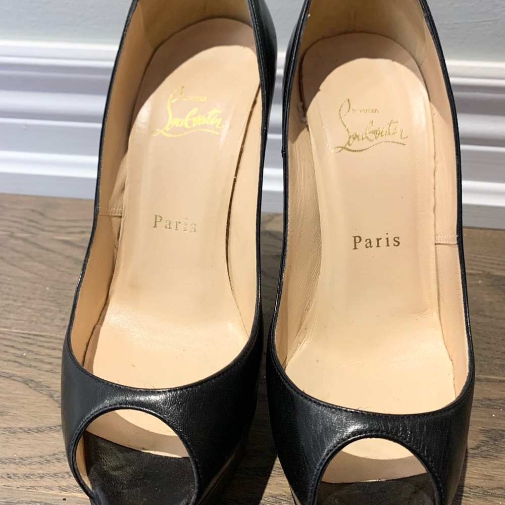 Christian Louboutin Black Open-Toe Heels